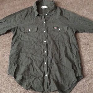 Hollister Khaki Green Button Shirt Size S